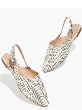 Madwell Remi Slingback Flat in Spotted Stamped Leather, size 6.5